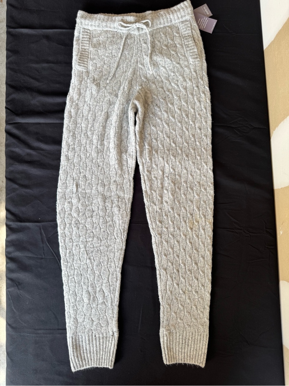 NWT Auden Luxe Cozy Heather Gray Cable Knit Sweater Joggers Pants Women's XS